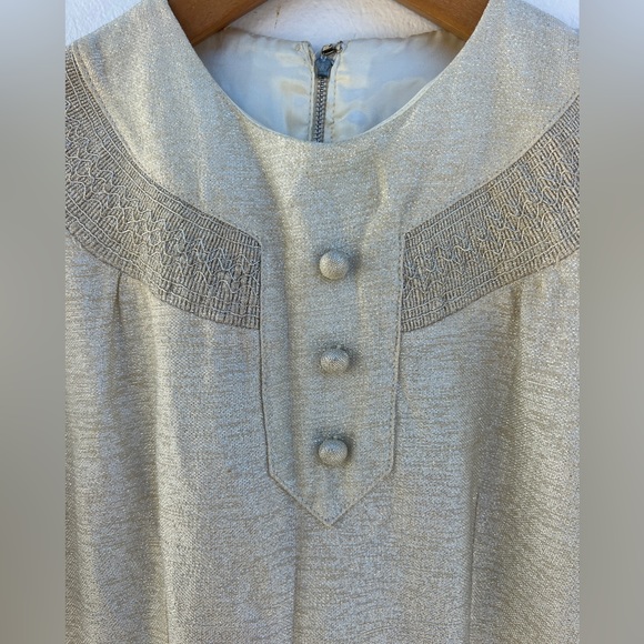 60s Metallic Threaded Faux Button Mini Dress - Picture 4 of 17